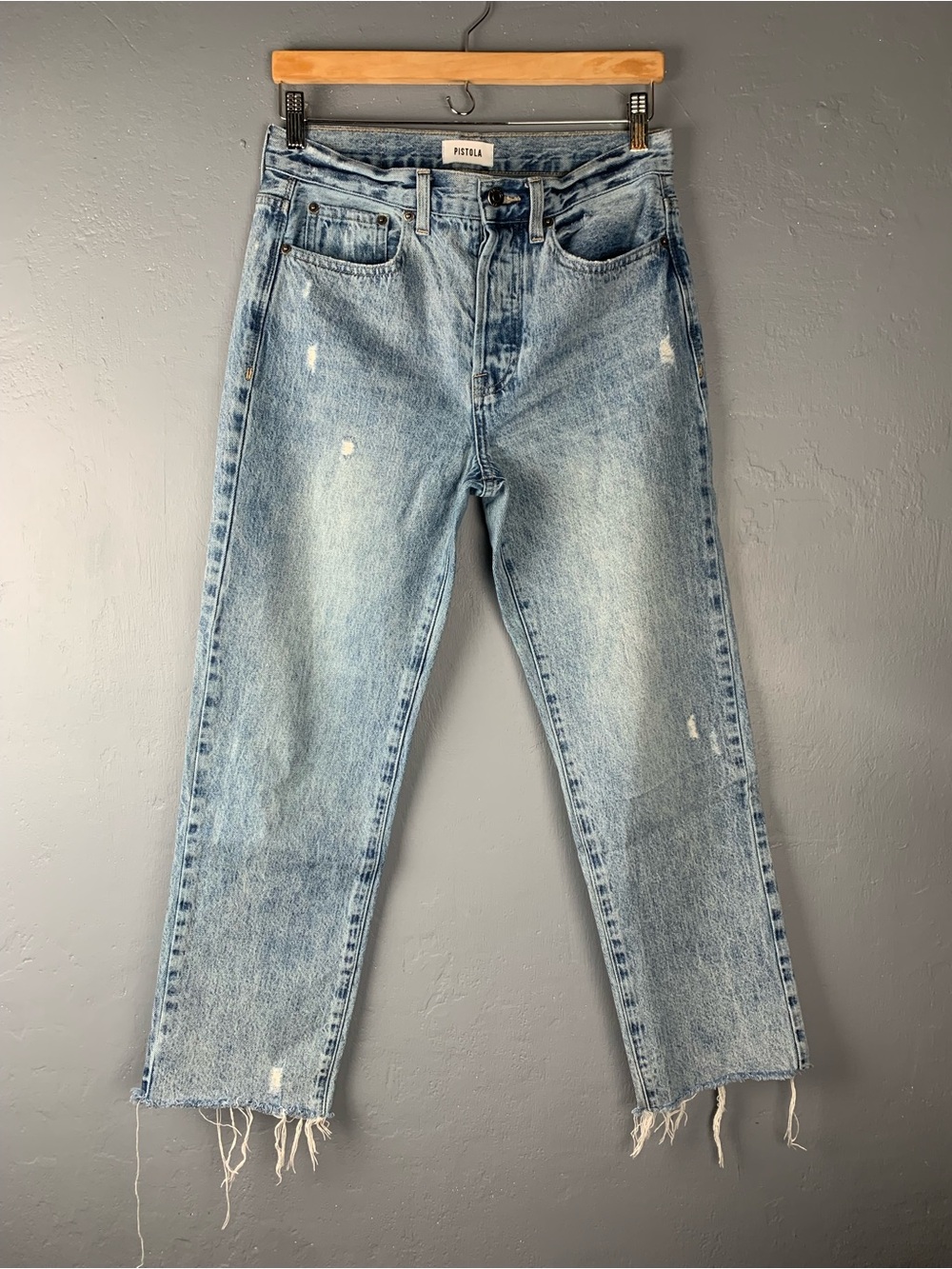 Pistola Women's Sz 27 High Rise Button-Fly Raw Hem Straight Leg Jeans